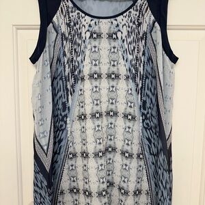 Elegant Blue Patterned Women's Blouse